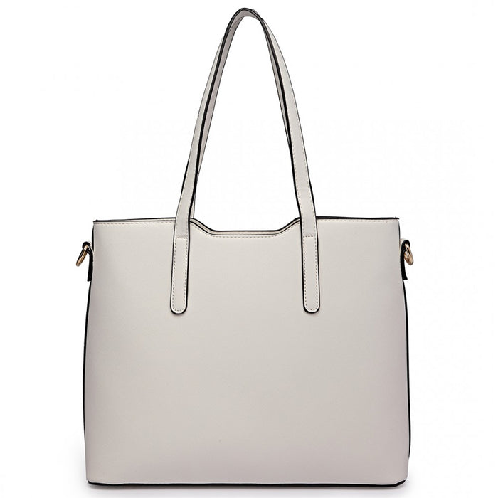 3-Piece Tote Shoulder Bag and Clutch – White