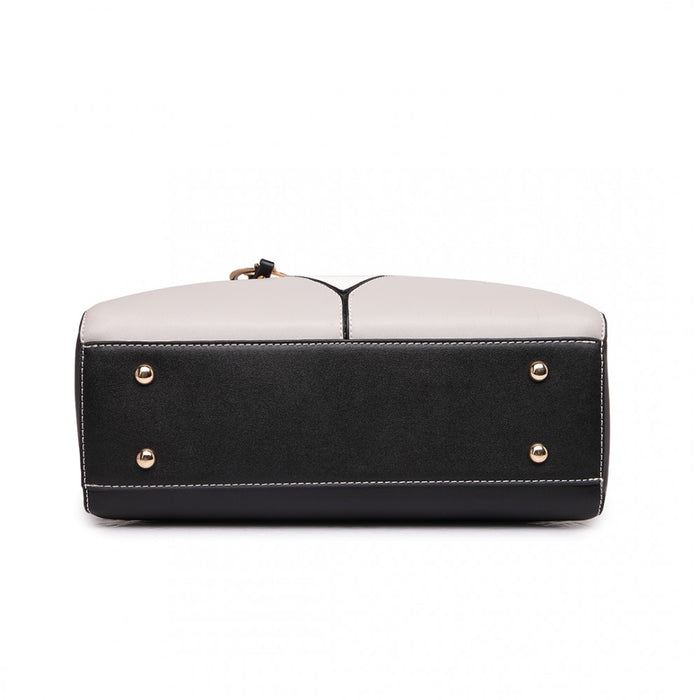 PU Leather V-Shape Shoulder Handbag – Grey