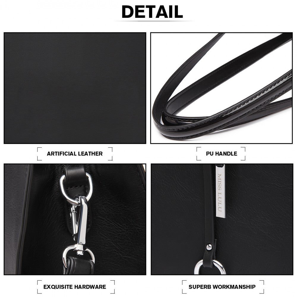 Glossy Detail Shoulder Bag – Black