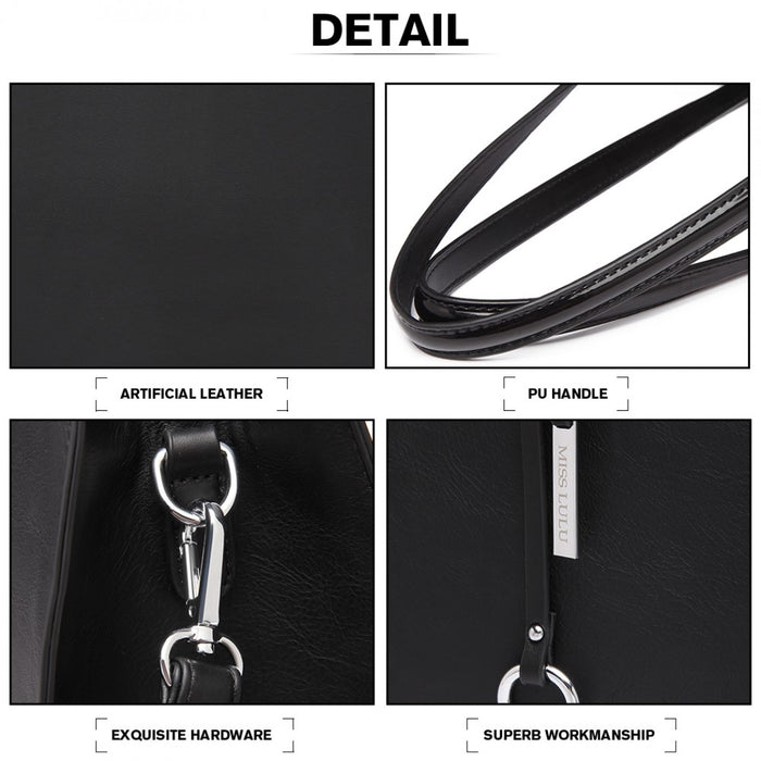 Glossy Detail Shoulder Bag – Black