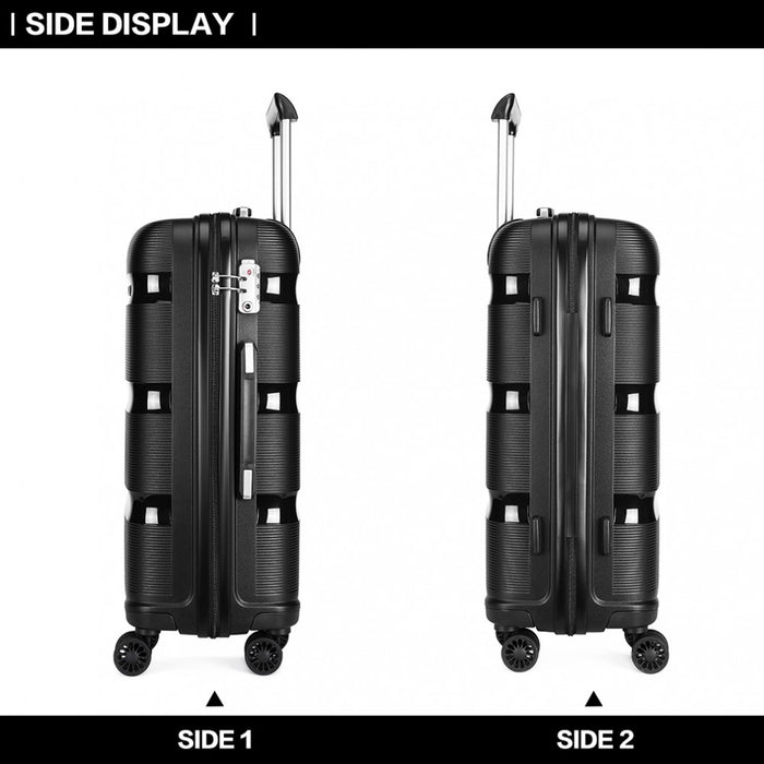 3-Piece Bright PP Hard Shell Suitcase Set – Classic Collection – Black