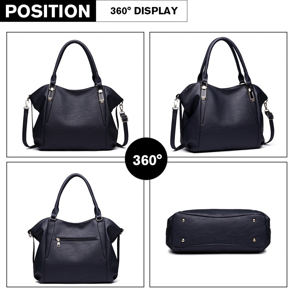 Soft PU Leather Simple Shoulder Bag – Navy