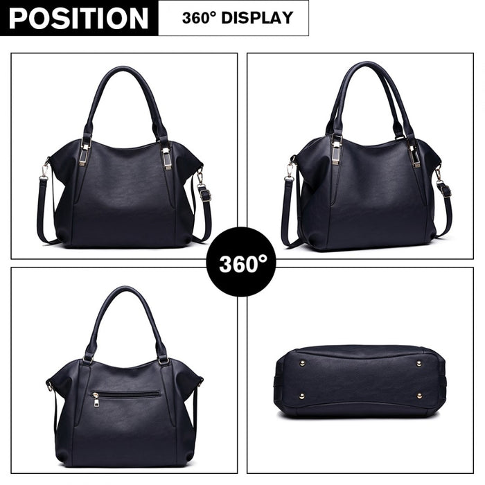 Soft PU Leather Simple Shoulder Bag – Navy