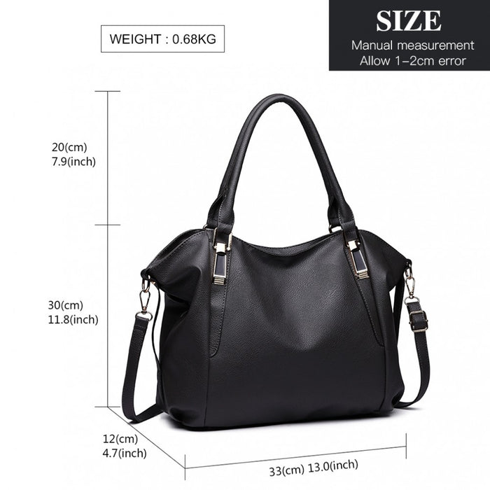 Soft PU Leather Simple Shoulder Bag – Black