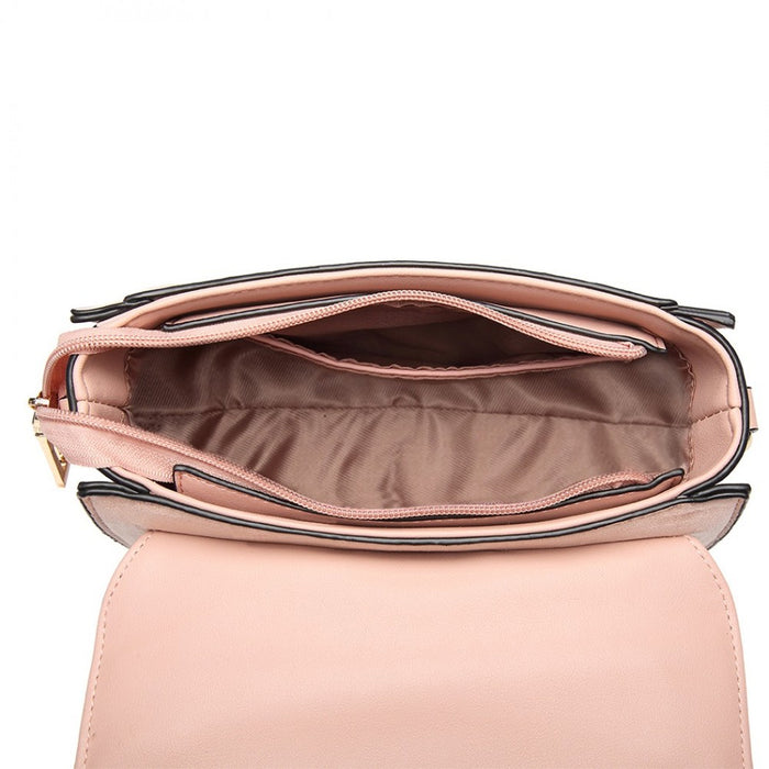 Matte PU Leather Midi Handbag Crossbody Bag – Pink
