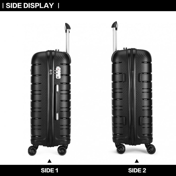 3-Piece Multi-Texture PP Hard Shell Suitcase Set – Classic Collection – Black