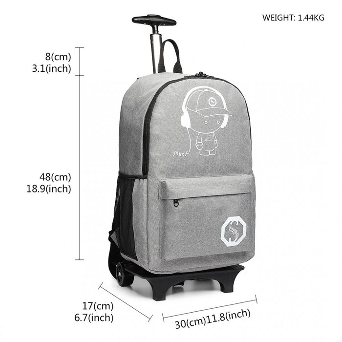 Glow-in-the-Dark Trolley Backpack – Grey