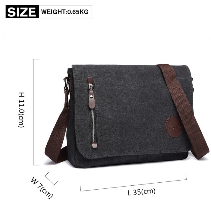 RFID-Blocking Retro Style Canvas Crossbody Messenger Bag – Black