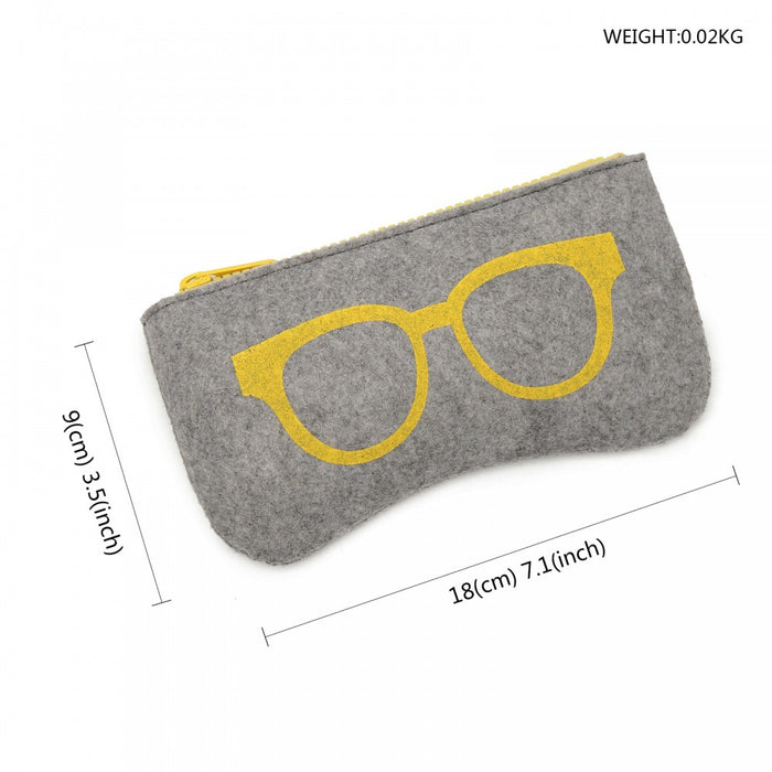 Soft Felt Glasses Case – Grey and Yellow