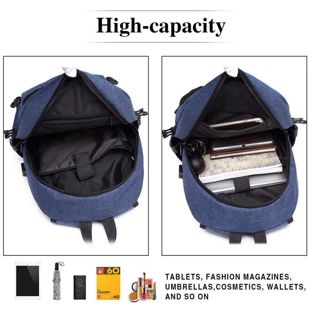 Business Laptop Backpack with USB Charging Port – Navy Blue
