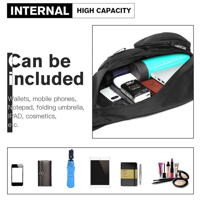 Casual Single Strap Sling Backpack – Black