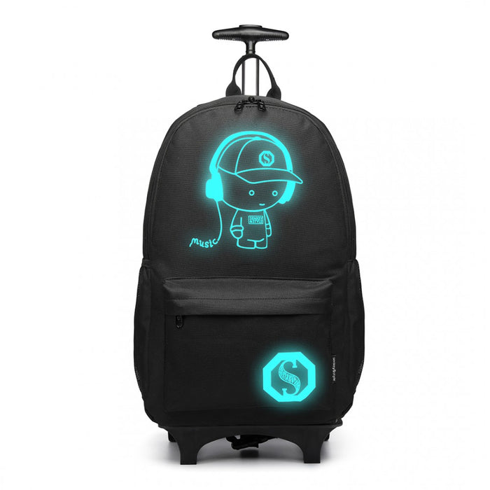 Glow-in-the-Dark Trolley Backpack – Black