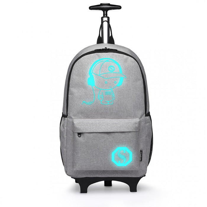 Glow-in-the-Dark Trolley Backpack – Grey