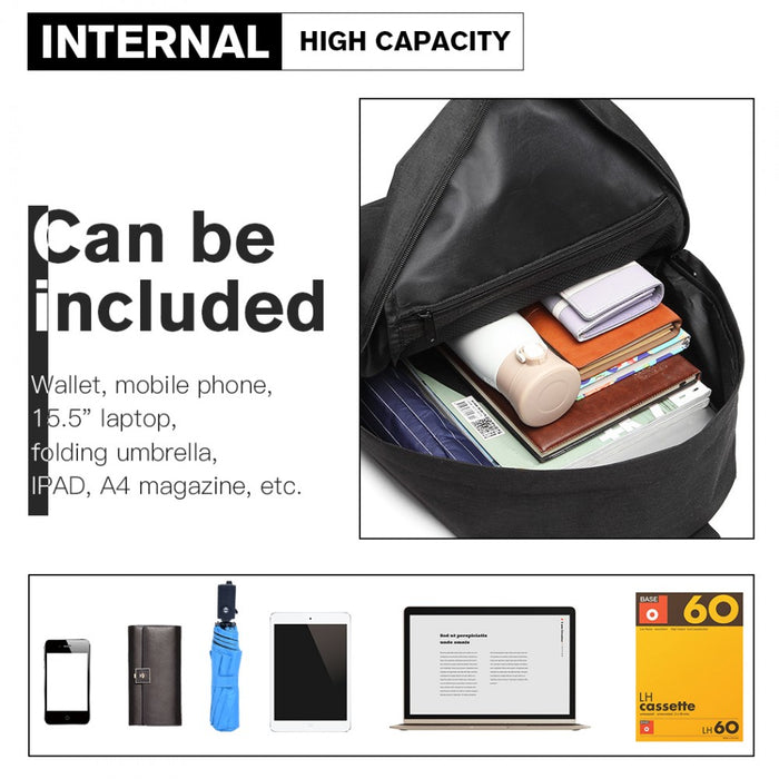 Polyester Everyday Backpack with Design – Black