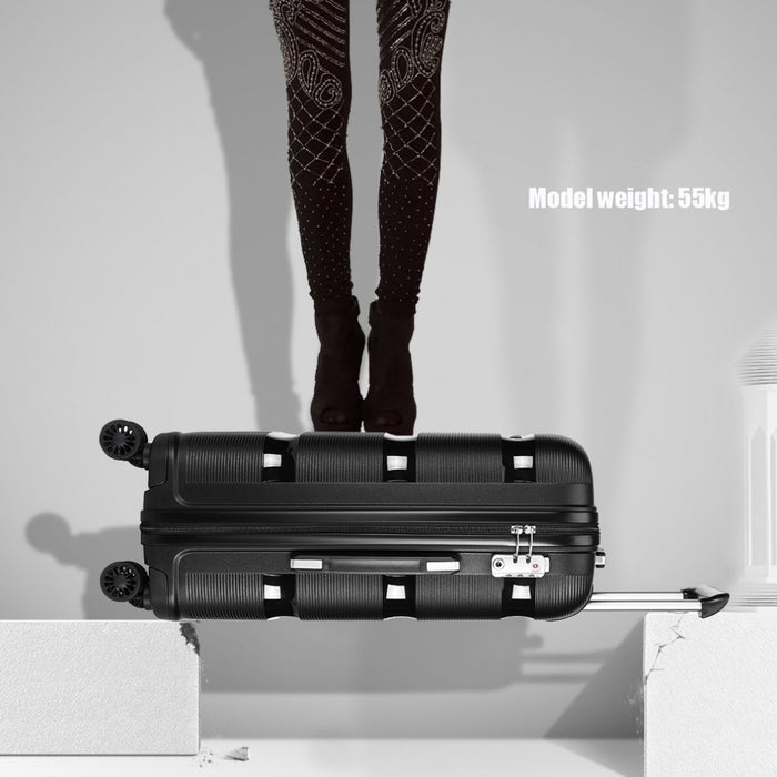 Bright PP Hard Shell Suitcase – 24-Inch – Classic Collection – Black