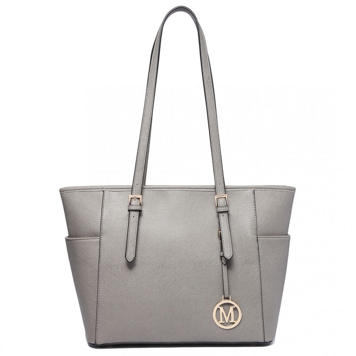 PU Leather Adjustable Handle Tote Bag – Grey
