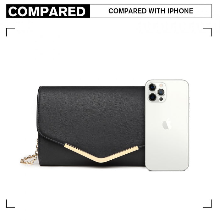 Vegan Envelope Clutch Bag – Black