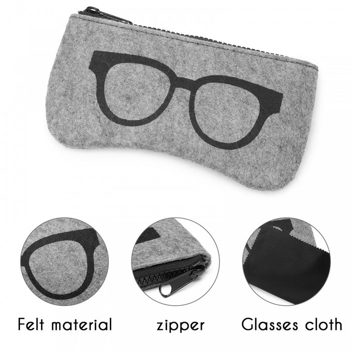 Soft Felt Glasses Case – Grey and Black