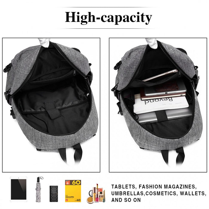 Business Laptop Backpack with USB Charging Port – Grey
