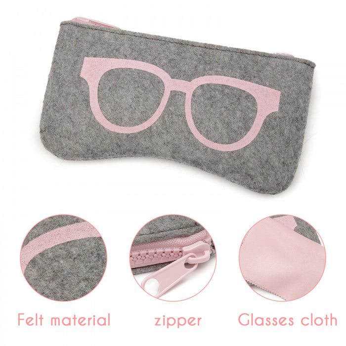 Soft Felt Glasses Case – Grey and Pink