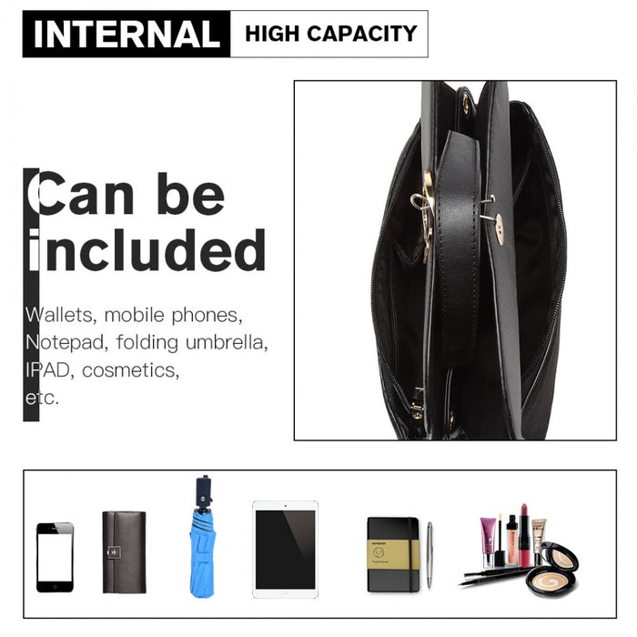 Women's PU Leather Handbag Shoulder Bag – Black