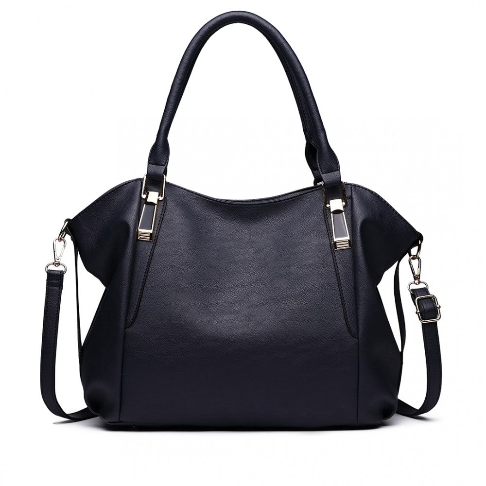Soft PU Leather Simple Shoulder Bag – Navy