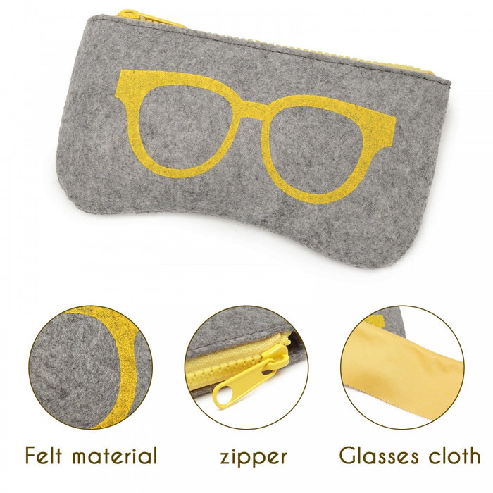 Soft Felt Glasses Case – Grey and Yellow