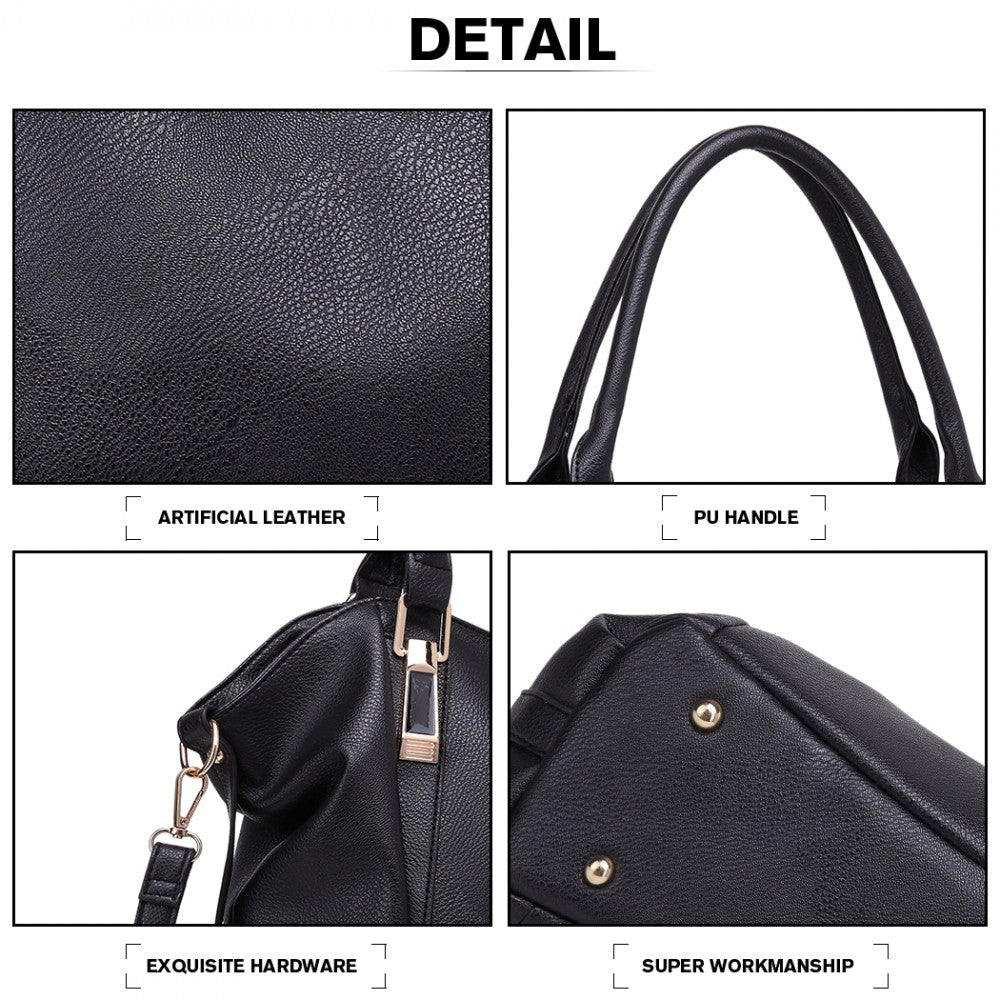 Soft PU Leather Simple Shoulder Bag – Black