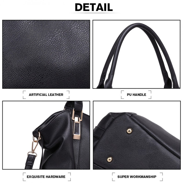 Soft PU Leather Simple Shoulder Bag – Black
