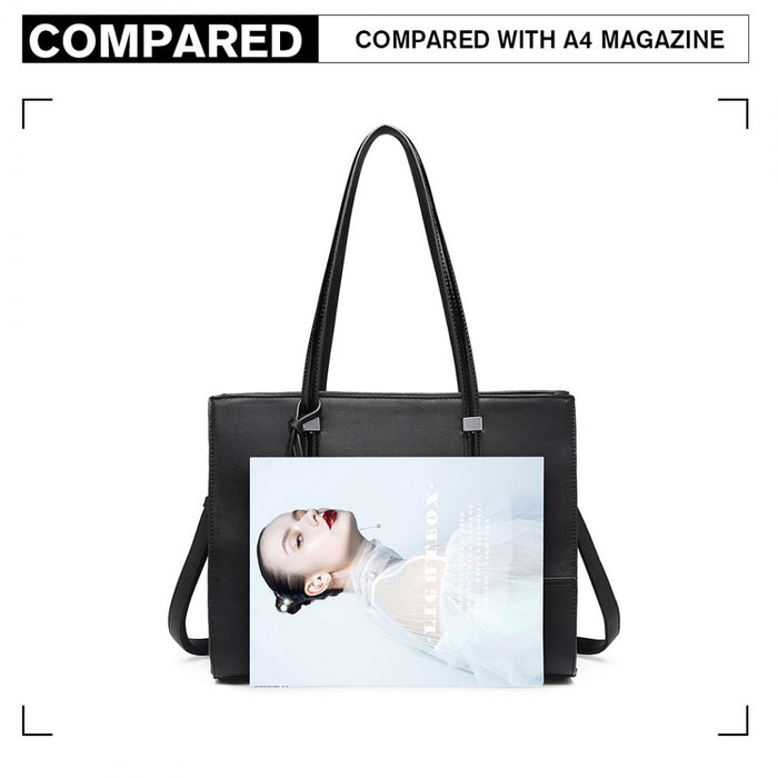 Glossy Detail Shoulder Bag – Black