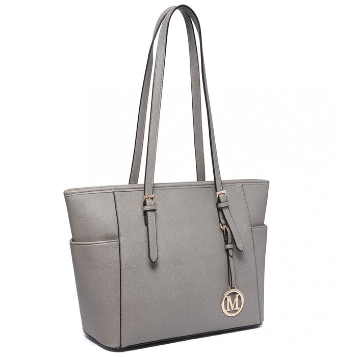 PU Leather Adjustable Handle Tote Bag – Grey