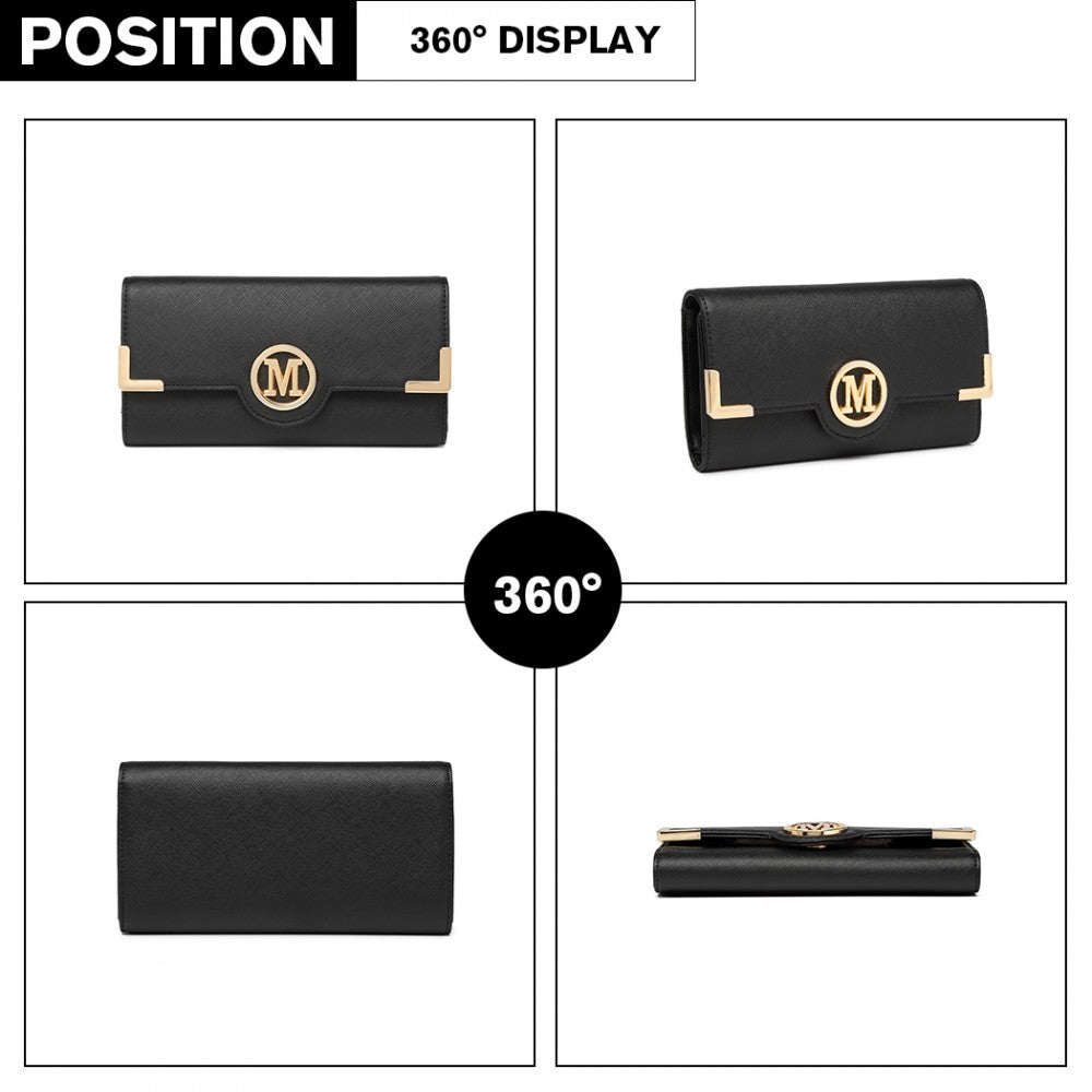 PU Leather Classic Long Purse – Black