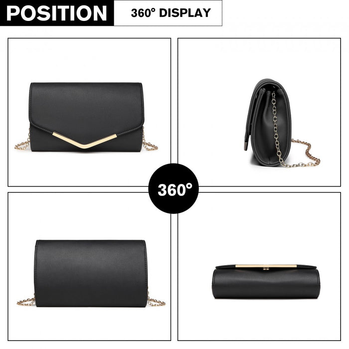 Vegan Envelope Clutch Bag – Black