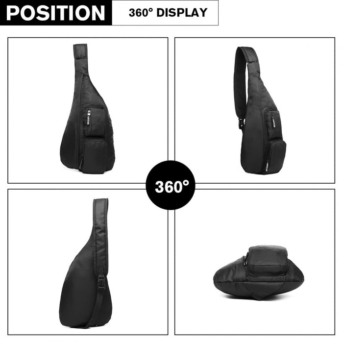 Casual Single Strap Sling Backpack – Black