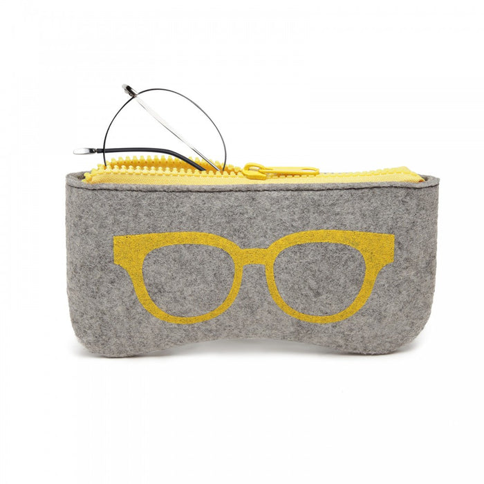 Soft Felt Glasses Case – Grey and Yellow