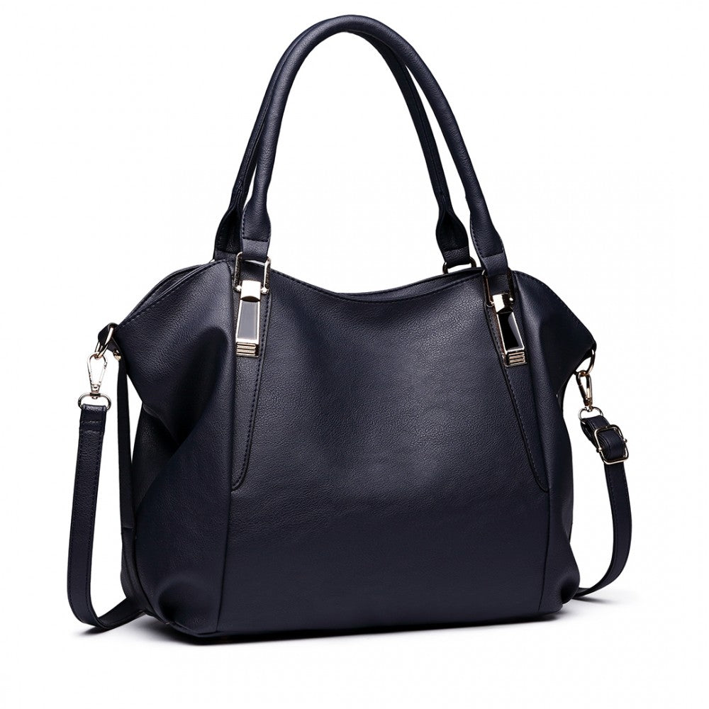 Soft PU Leather Simple Shoulder Bag – Navy