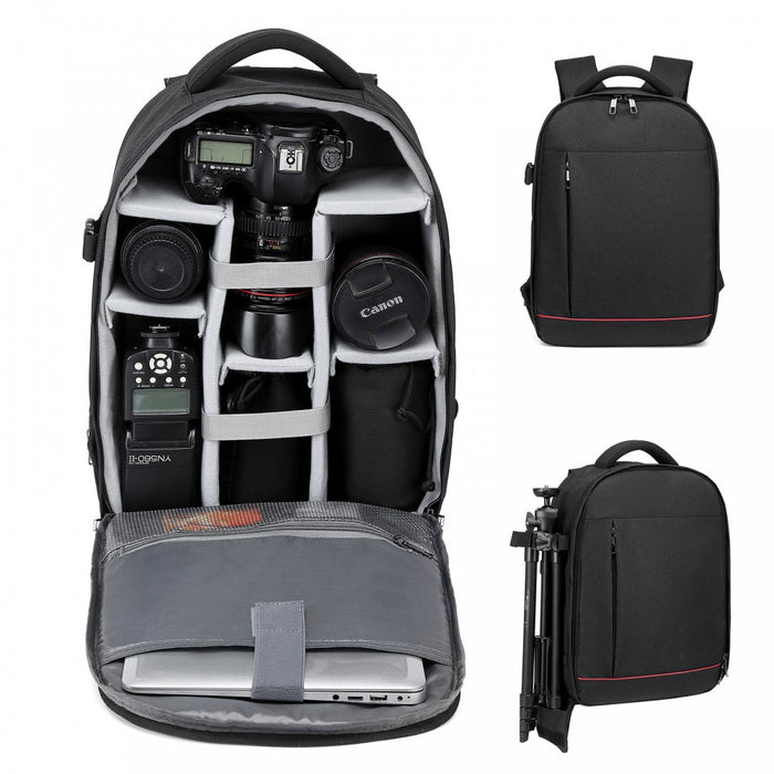 Water-Resistant Shockproof Dslr Camera Backpack – Black
