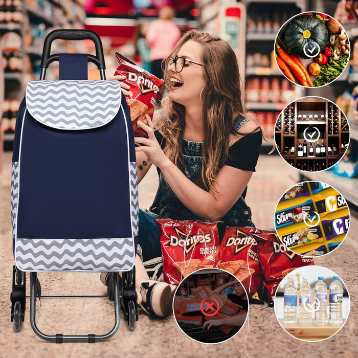 6 Wheel Push Shopping Trolley – EQ2043 – Navy