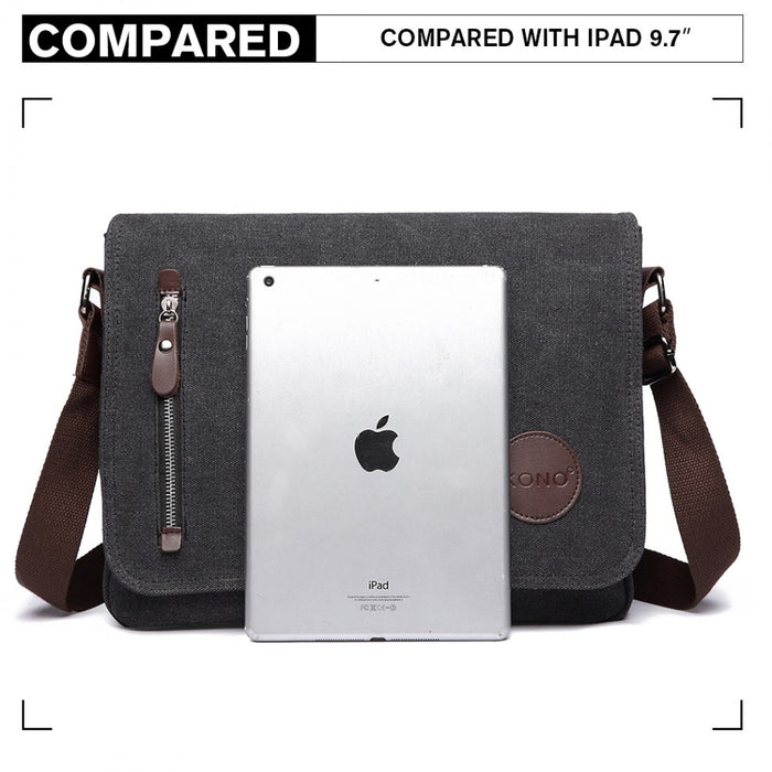 RFID-Blocking Retro Style Canvas Crossbody Messenger Bag – Black