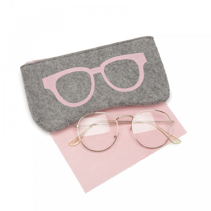 Soft Felt Glasses Case – Grey and Pink