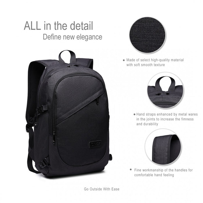 Business Laptop Backpack with USB Charging Port – Black