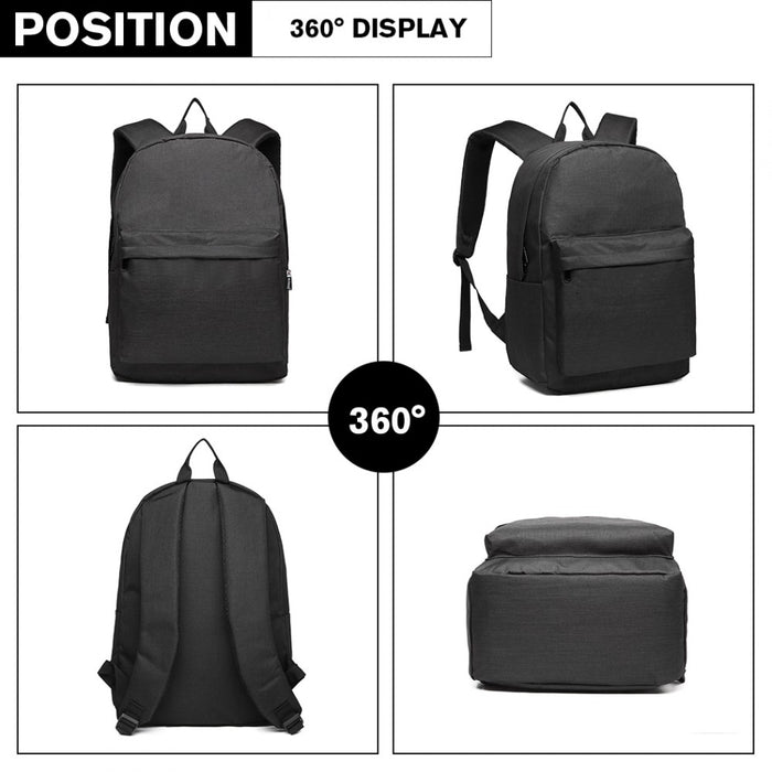 Polyester Everyday Backpack with Design – Black