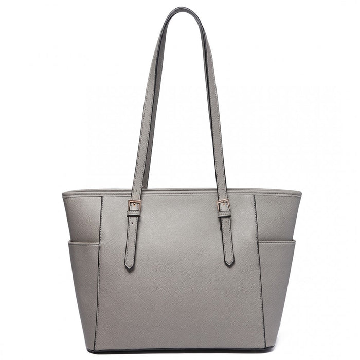 PU Leather Adjustable Handle Tote Bag – Grey