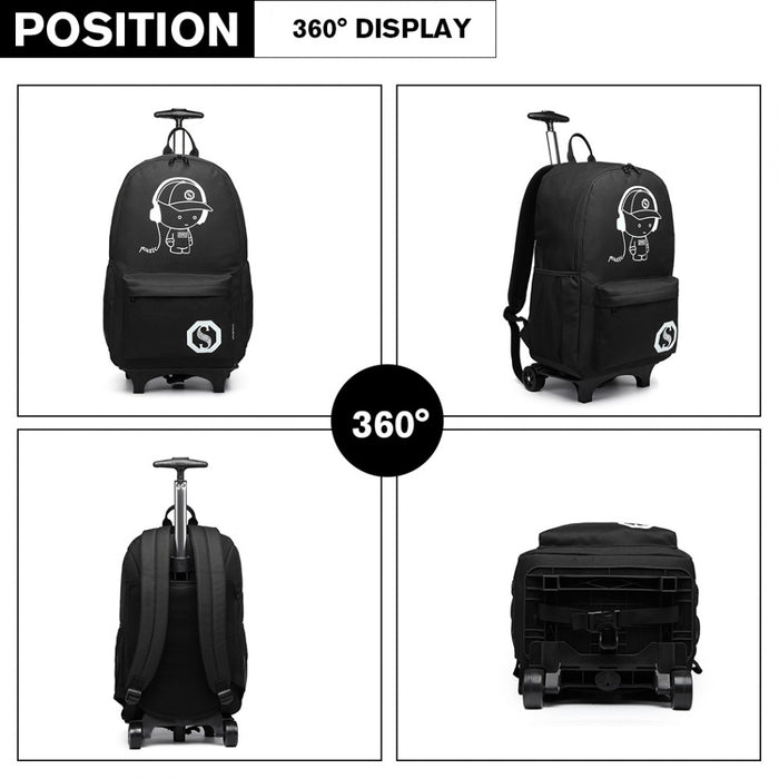 Glow-in-the-Dark Trolley Backpack – Black