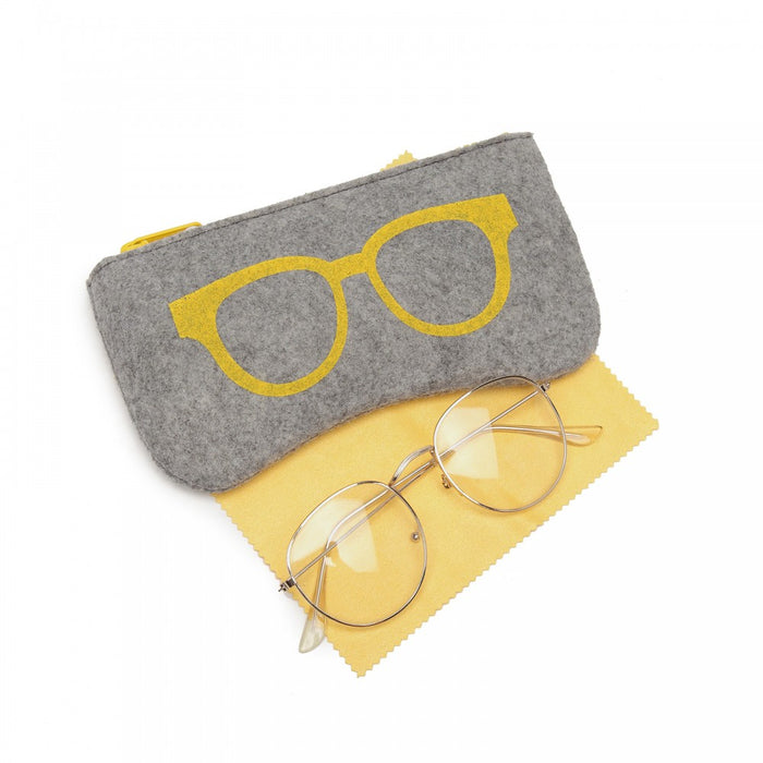 Soft Felt Glasses Case – Grey and Yellow