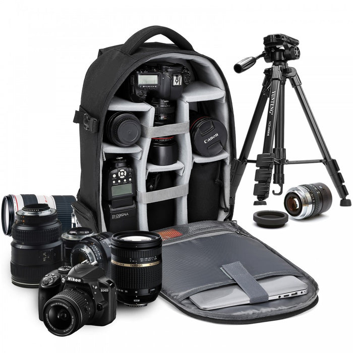 Water-Resistant Shockproof Dslr Camera Backpack – Black