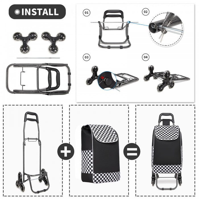 6 Wheel Push Shopping Trolley – EQ2043 – Black