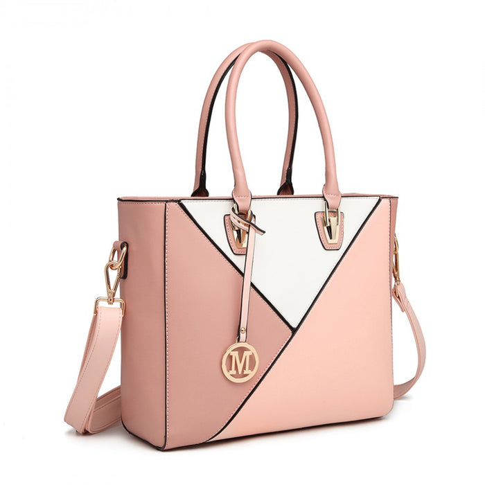 PU Leather Geometric Ombre Handbag – Nude