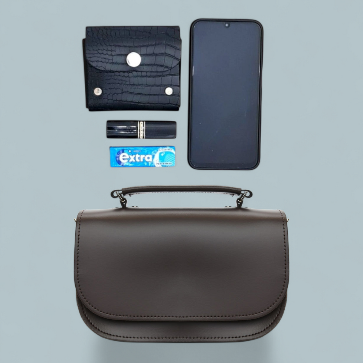 Aura Handmade Leather Bag - Dark Brown