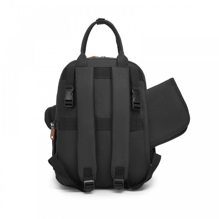 3-in-1 Mummy Nappy Backpack Set with Changing Mat and Insulated Pacifier Pouch – Black